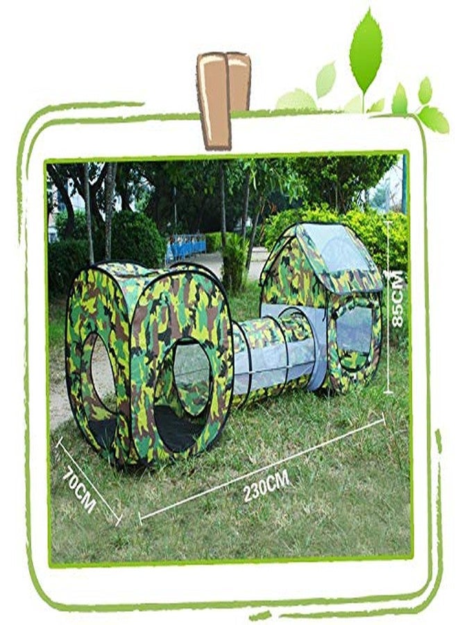 سايج سكوير مجموعة سيج سكوير العملاقة 3 في 1 خيمة لعب عسكرية مموهة محمولة للاستخدام الداخلي والخارجي، بيت لعب، قلعة مع حقيبة حمل (خيمتان ونفق واحد) - Image 2